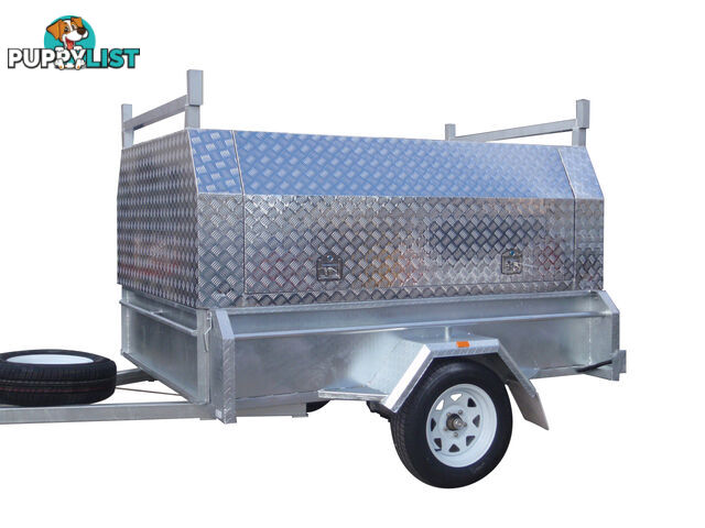 7x5 Single Axle With 410mm Deep Checker Plate Sides & Standard Aluminium Tradesman Canopy