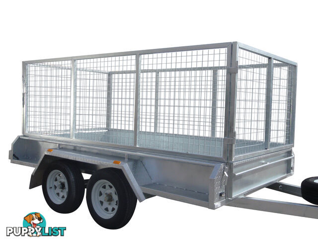 10x5 Tandem Heavy Duty Galvanised With 300mm Checker Plate Sides & 1000mm Removable Mesh Cage Including Front & Rear Gates