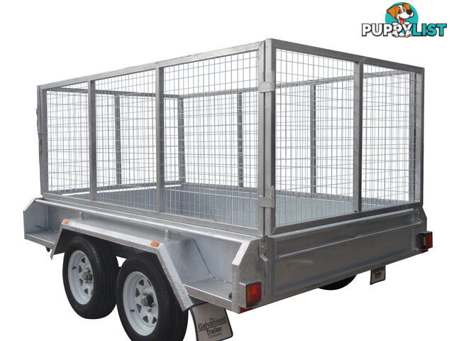 9x5 Tandem Heavy Duty Galvanised With 300mm Checker Plate Sides & 1000mm Removable Mesh Cage Including Front & Rear Gates