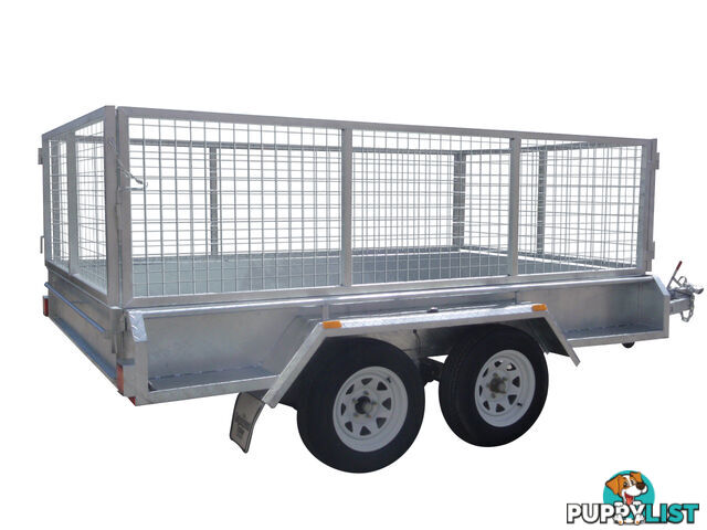 9x6 Tandem Heavy Duty Galvanised With 300mm Checker Plate Sides & 800mm Removable Mesh Cage Including Front & Rear Gates