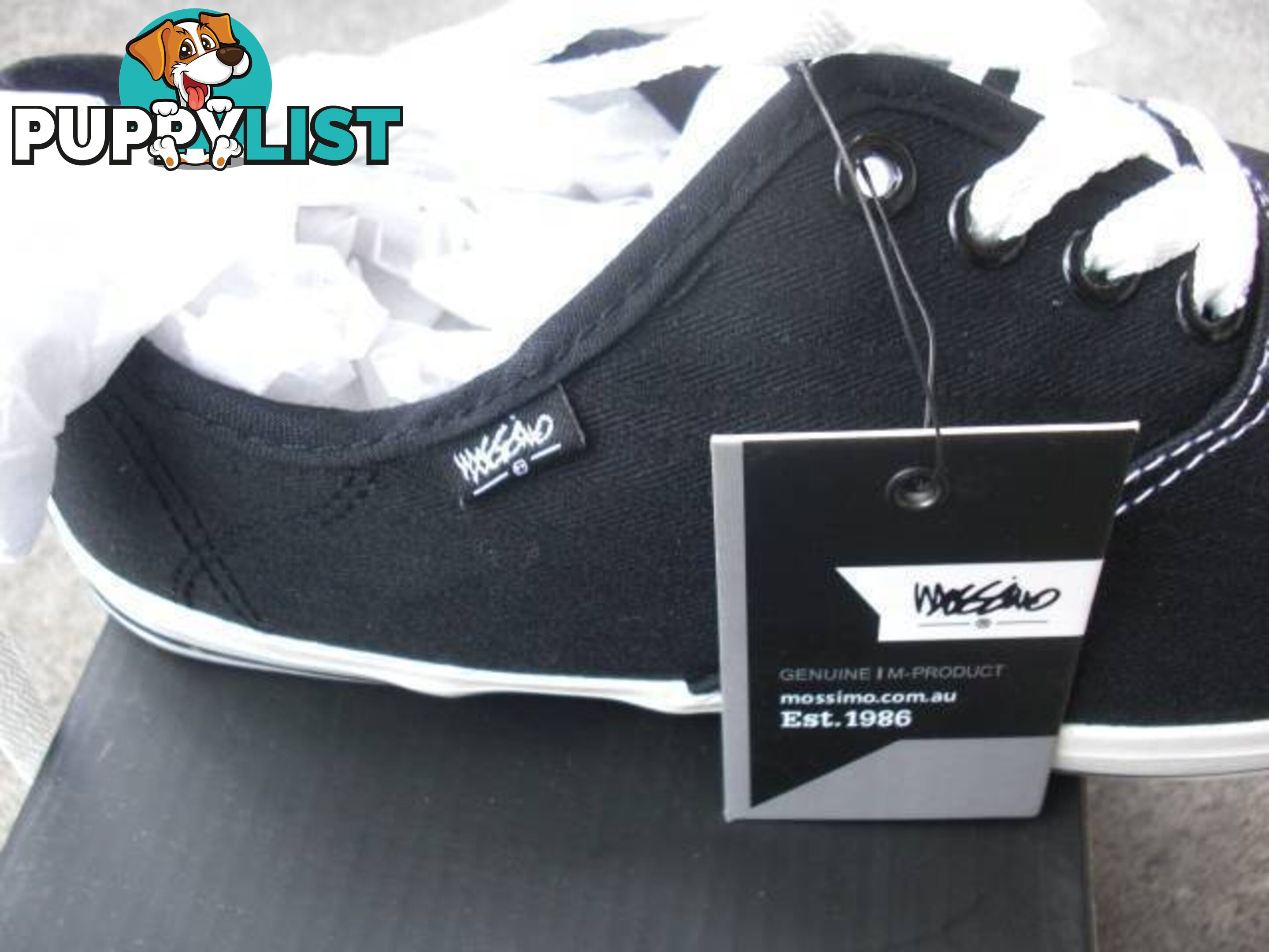 NEW MOSSIMO SHOES MARKY PLIMSOLLS BLACK SIZE 6 SHOES. PICKUP OR