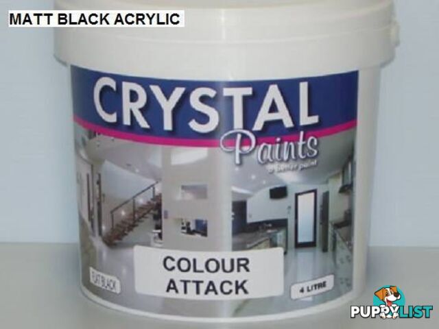 MATT BLACK ACRYLIC 4 LITRE , WATREBASE PAINT BRUSH ROLL SPRAY