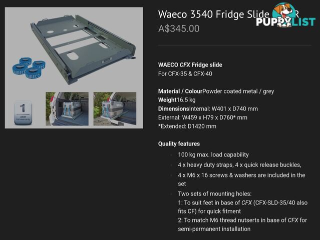 Slide out tray suits Waceo type 30 - 45 lt chest fridge/freezer