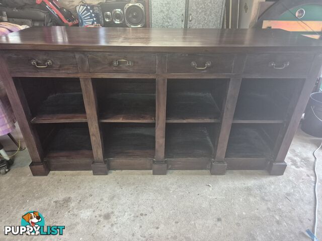 Solid timber bar with foot rail