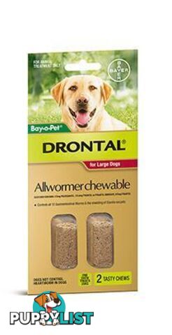 Drontal Chewable All-Wormer for Dogs 10 to 35kg - 2 Pack - 1890990