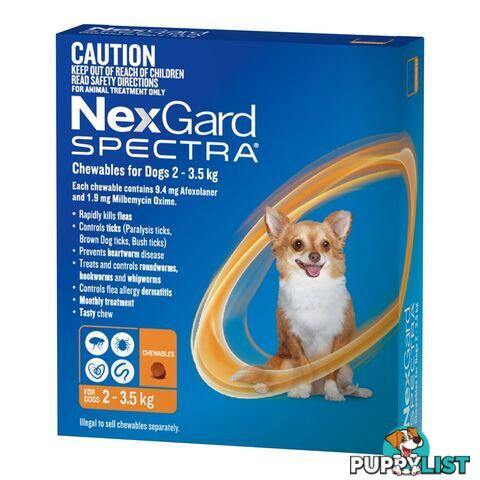 Nexgard Spectra For Dog's - 2-3.5Kg (Orange) - 3 Pack - 2307019