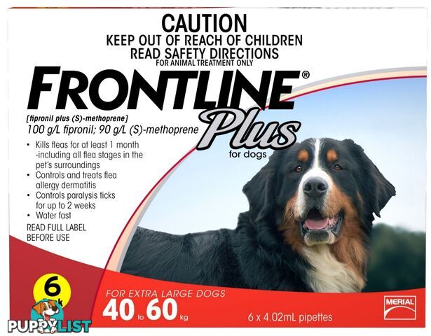 Frontline Plus for Dogs 40kg to 60kg (Red) - 3 Pack - 1891600