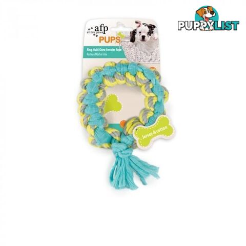 All For Paws Pups Multi Chew Sweater Rope Ring - AFP4737