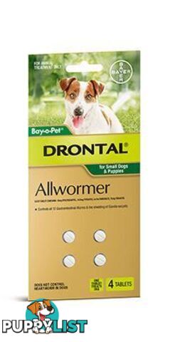 Drontal All-Wormer for Dogs & Puppies up to 3kg - 4 Pack - 1891010