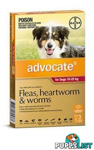 Advocate for Dogs 10kg - 25kg (Red) - 3 Pack - 1891280