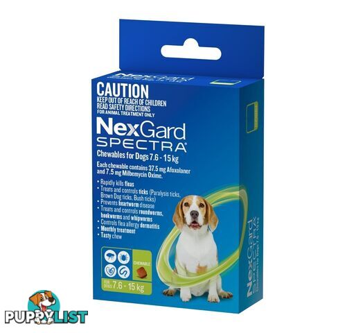 Nexgard Spectra For Dog's - 7.6 -15Kg (Green) - 1 Pack - 2306995