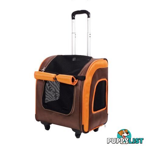 Ibiyaya Liso Backpack Parallel Transport Pet Trolley - Orange/Brown - FC1705-BR