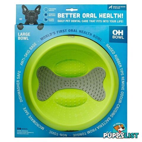 Oh Bowl Oral Health Bowl for Dogs - Green - Medium - OB900MG