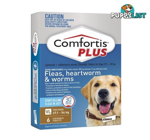 Comfortis Plus for Dogs - 6 Pack - 27.1 to 54kg (Brown) - 2278508