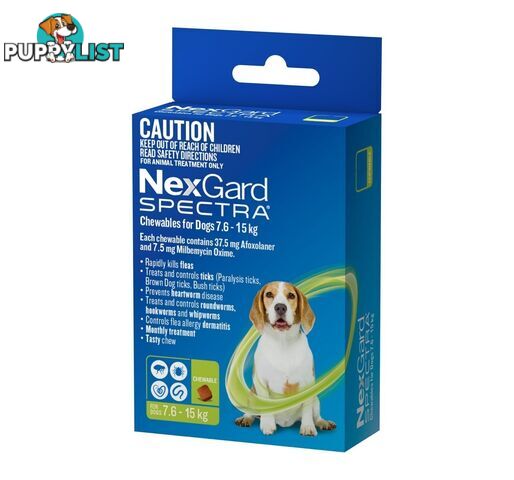 Nexgard Spectra For Dog's - 7.6 -15Kg (Green) - 3 Pack - 2307033