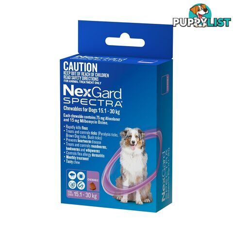 Nexgard Spectra For Dog's - 15.1-30Kg (Purple) - 6 Pack - 2307095