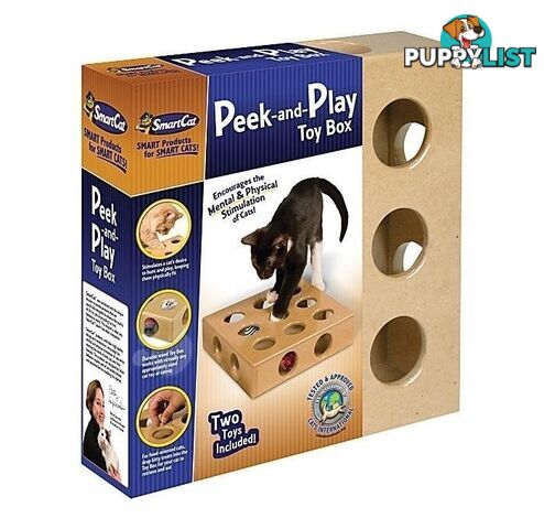 Smart Cat Original Peek-and-Play Interactive Cat Toy Box with Bonus Toys - 3841