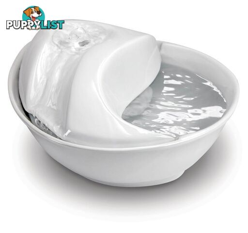 Pioneer Raindrop Ceramic Pet Drinking Fountain - 1.7 Litres (White) - 6022W