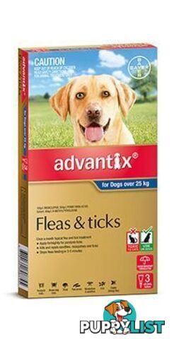 Advantix for Dogs 25kg+ (Blue) - 3 Pack - 1890359