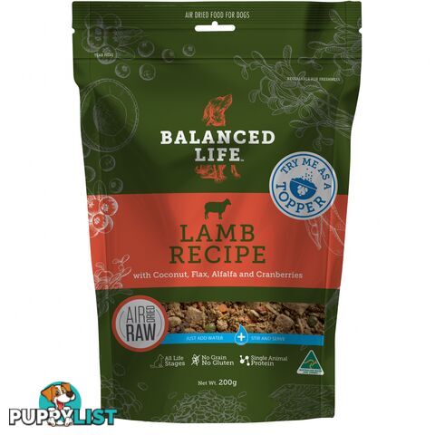 Balanced Life Lamb Air Dried Dog Food 200g - BLLD200