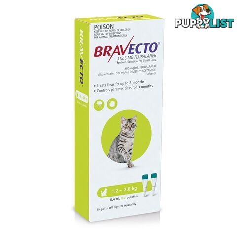 Bravecto Spot-On for Cats - 3 Month Protection - 1.2 to 2.8kg - 2415939