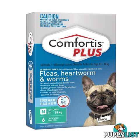 Comfortis Plus for Dogs - 6 Pack - 9.1 to 18kg (Green) - 2278524