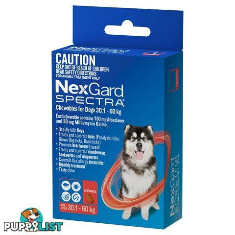 Nexgard Spectra For Dog's - 30.1-60Kg (Red) - 6 Pack - 2307102