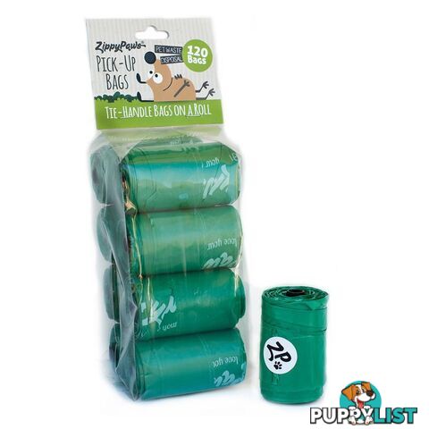 Zippy Paws Pet Waste Bags - Green 120 Bags - ZP310