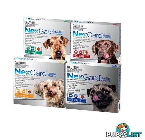 Nexgard Chew for Dog's - 10.1-25kg (Green) - 3 Pack - 2158215