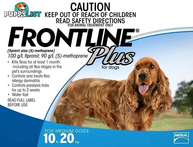 Frontline Plus for Dogs 10kg to 20kg (Blue) - 3 Pack - 1891360