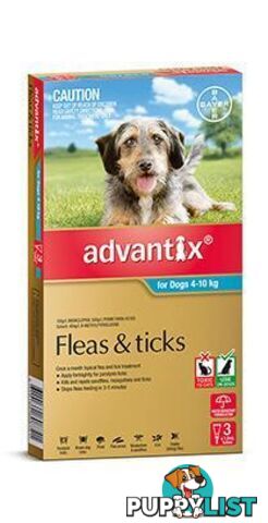 Advantix for Dogs 4kg to 10kg (Aqua) - 3 Pack - 1890316