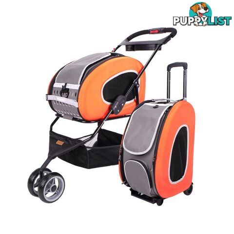 Ibiyaya 5-in-1 EVA Pet Carrier & Stroller Combo (Luxury Package) - Orange - FS1009-O