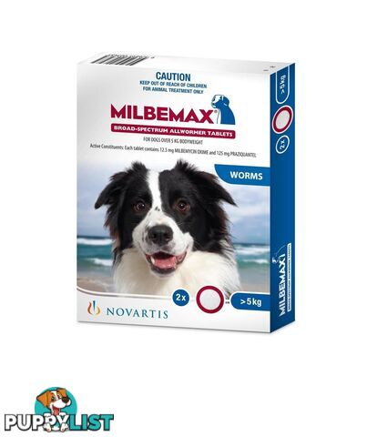 Milbemax for Dogs 5 to 25kg - 2 Pack - 1891124