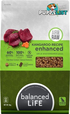 Balanced Life Enhanced Kangaroo Air Dried Dog Food 9kg - BLEK9