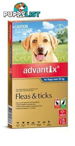 Advantix for Dogs 25kg+ (Blue) - 6 Pack - 1890375