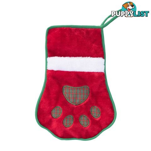 Zippy Paws Christmas Holiday Stocking - Red Paw - ZP677