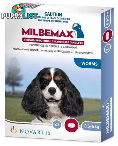 Milbemax for Dogs 0.5 to 5kg- 2 Pack - 1890922