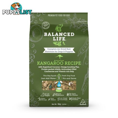 Balanced Life Kangaroo Air Dried Dog Food 1kg - BLKD1000