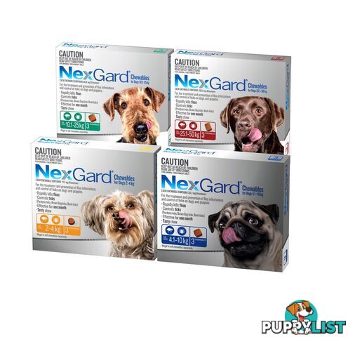 Nexgard Chew for Dog's - 2-4kg (Yellow) - 3 Pack - 2158194