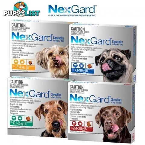 Nexgard Chew for Dog's - 10.1-25kg (Green) - 6 Pack - 2158258