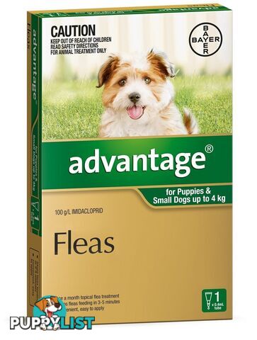 Advantage for Dogs 0-4kg (Green) - 1 Pack - 2205712