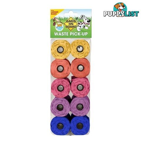 Bags on Board Refill Pack - 140 Bags (10 Rolls) Rainbow - BOB40044