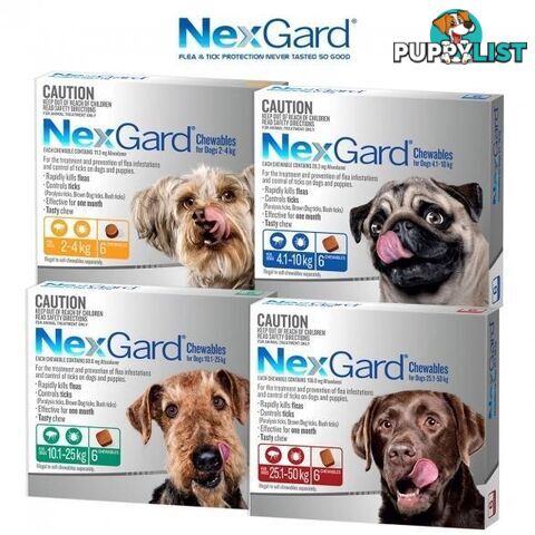 Nexgard Chew for Dog's - 25.1-50kg (Red) - 6 Pack - 2158266