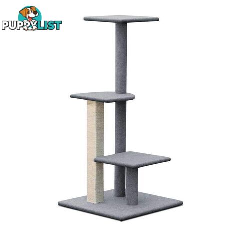 124cm Premium Deluxe Cat Scratching Tree - Grey - PET-CAT-CP001-GR