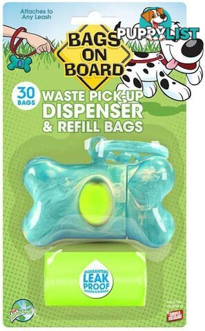 Bags on Board Bone Dispenser + 30 Bags Marble Turquoise - BOB40017