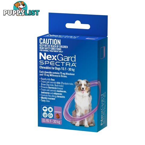 Nexgard Spectra For Dog's - 15.1-30Kg (Purple) - 3 Pack - 2307040