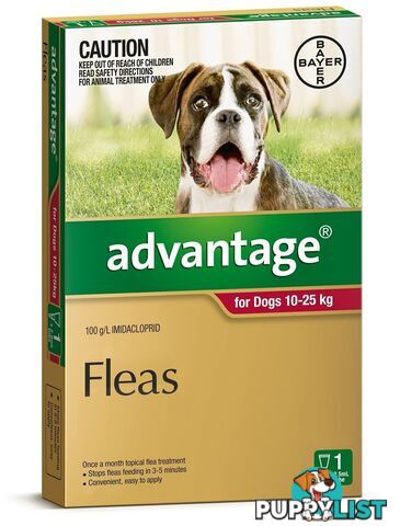 Advantage for Dogs 10kg - 25kg (Red) - 1 Pack - 2205747