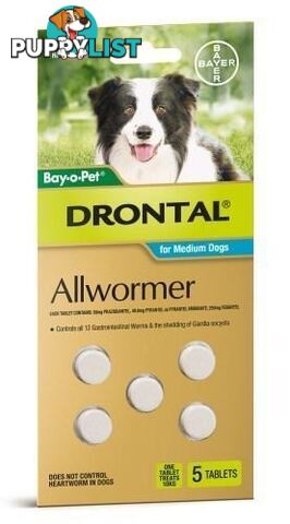 Drontal All-Wormer Tablets for Dogs up to 10kg - 5 Pack - 1891028