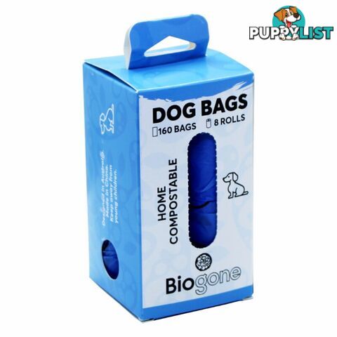 Biogone Biodegradable Dog Waste Bags - 160 Bags (8 Rolls) - BGDBx8-HC