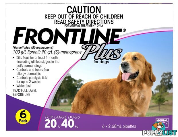 Frontline Plus for Dogs 20kg to 40kg (Purple) - 3 Pack - 1891386